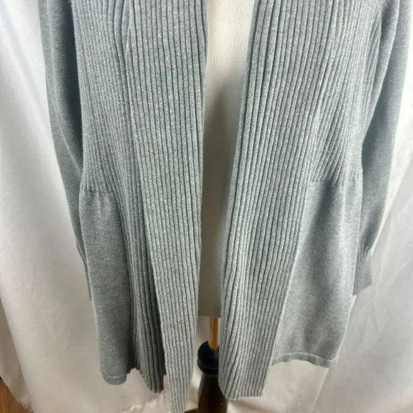 St John's Bay Cardigan Sweater Women Plus 3X Gray Open Front Ribbed Long Sleeves - Picture 3 of 7